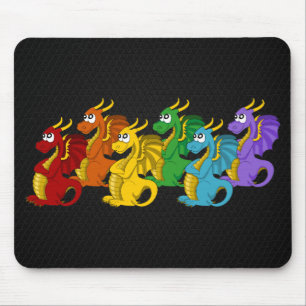 Regenbogenfarbene Drachen Cartoon Mousepad