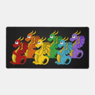 Regenbogenfarbene Drachen Cartoon Schreibtischunterlage