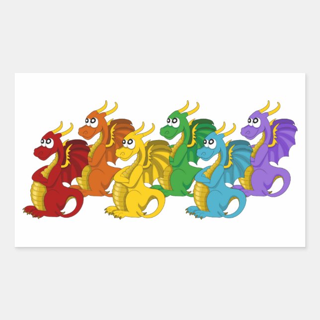 Regenbogenfarbene Drachen Cartoon Stickers (Vorderseite)