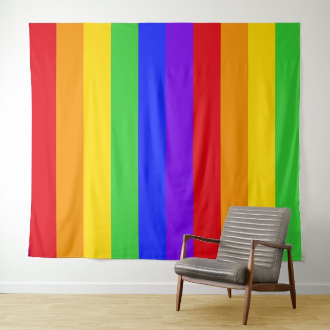 Regenbogenfarbene, fette Linien Figur Wandteppich (Beispiel (Horizontal))