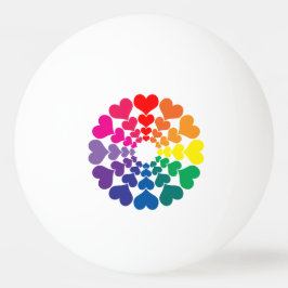 Regenbogenfarbene Herzklopfe in Kreisen Tischtennisball
