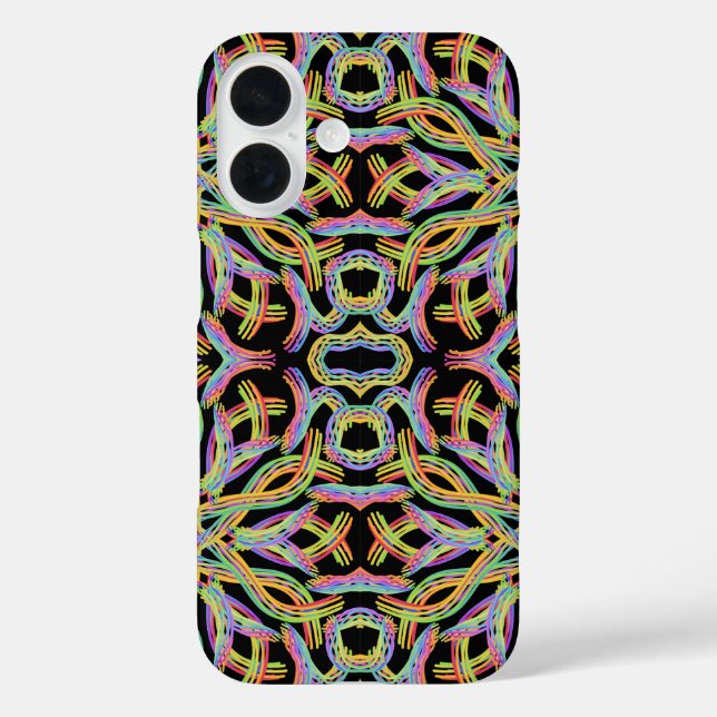 Regenbogenfarbene Schnur Seil Muster Kunst iPhone 16 Hülle (Rückseite)