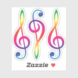 Regenbogenfarbener Treble G clef Aufkleber