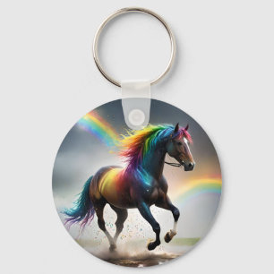 Regenbogenfarbenes Fantasie-Pferd Schlüsselanhänger
