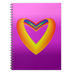 Regenbogenfarbenes Herz mit Lila Hintergrund Notizblock