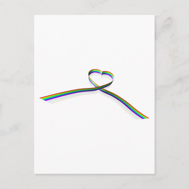 Regenbogenfarbenes Herzband Postkarte (Vorderseite)