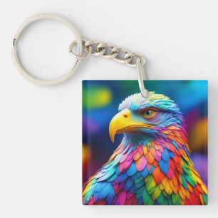 Regenbogenfarbiger Weißkopfseeadler-65456 Schlüsselanhänger