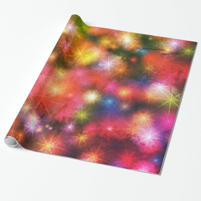 Regenbogenfeuerwerke Bunte Weihnachtsfeste Sterne Geschenkpapier (Ungerollt)