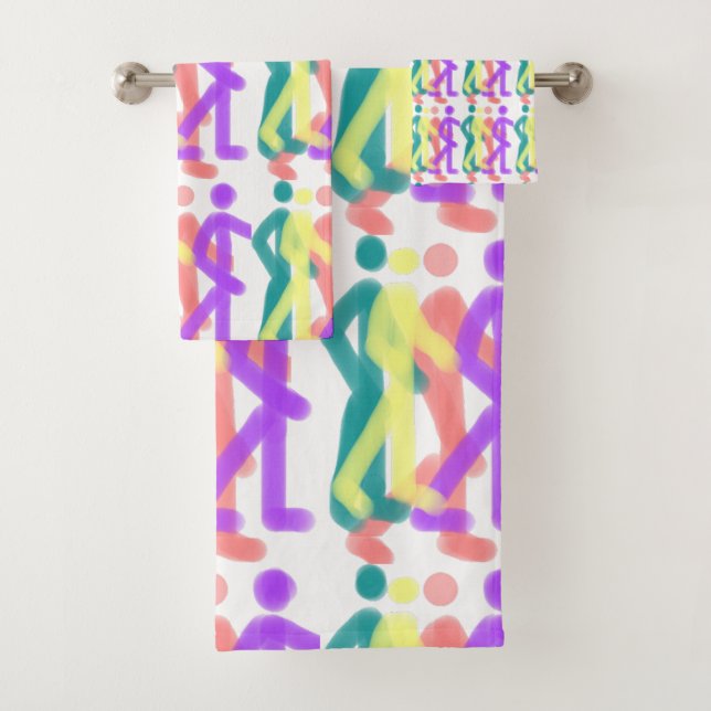 Regenbogenfiguren-Design Badhandtuch Set (Insitu)