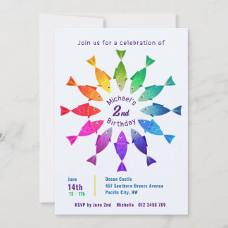 Regenbogenfische im Ozean niedliche bunte Muster Einladung