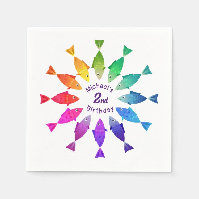 Regenbogenfische im Ozean niedliche bunte Muster Serviette (Vorderseite)
