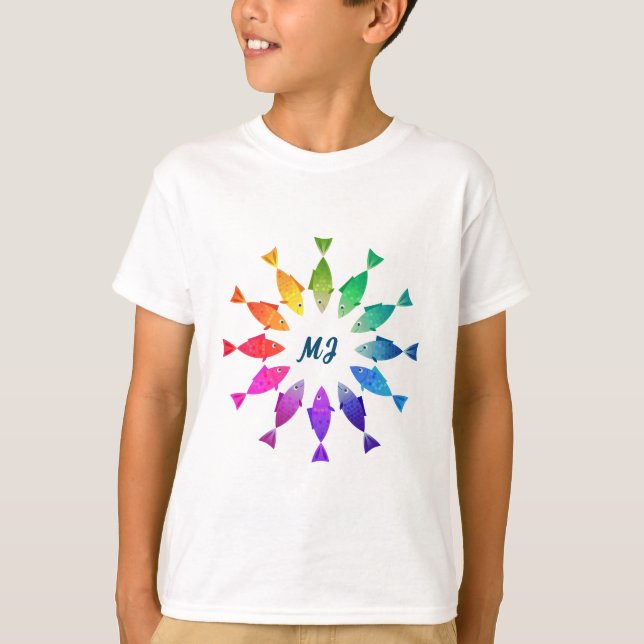 Regenbogenfische im Ozean niedliche bunte Muster T-Shirt (Vorderseite)