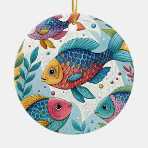 Regenbogenfische unter Wasser Keramik Ornament