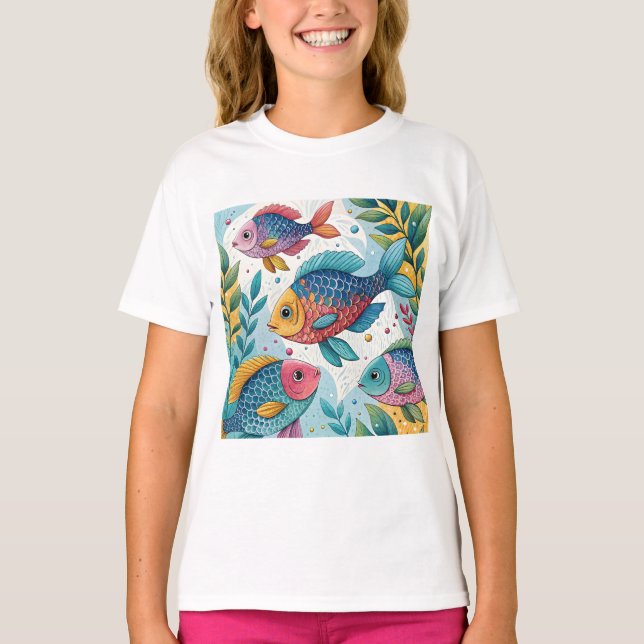 Regenbogenfische unter Wasser T-Shirt (Vorderseite)