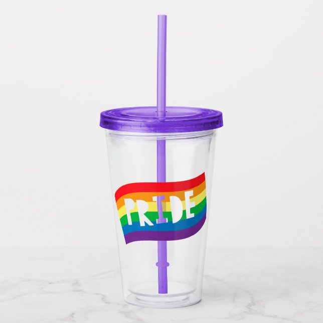 Regenbogenflagge Acryltrinkbecher (Vorderseite)