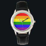Regenbogenflagge Armbanduhr<br><div class="desc">Mit dieser stilvollen Uhr lassen Sie Ihren Stolz los,  wohin auch immer Sie gehen.</div>