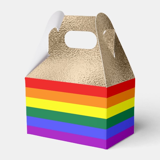 Regenbogenflagge auf Gold Geschenkschachtel (Vorderseite)