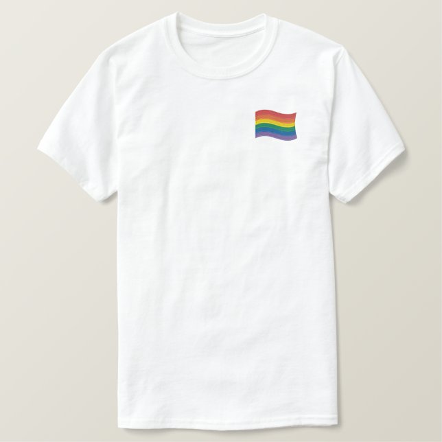 Regenbogenflagge Besticktes T-Shirt (Design vorne)