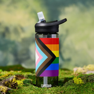 Regenbogenflagge des Fortschritts, Stolz, LGBTQ Trinkflasche