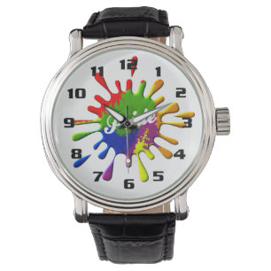 Regenbogenflagge Farben Splash Armbanduhr