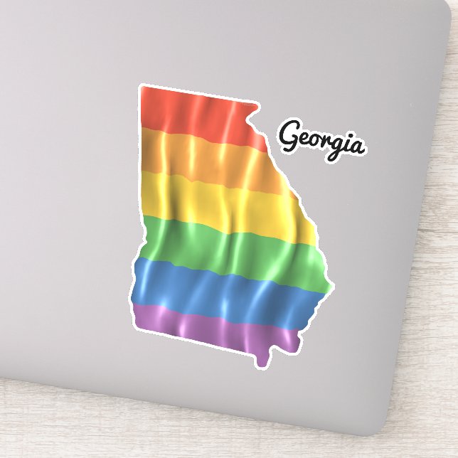 Regenbogenflagge Georgia GA Staat Kontur Aufkleber (Detail)