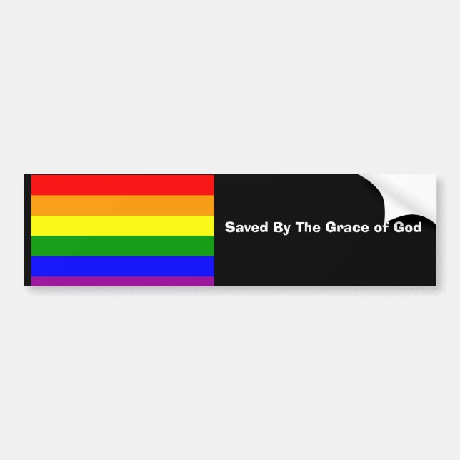 Regenbogenflagge, gerettet von Gnaden des Gottes Autoaufkleber (Vorne)