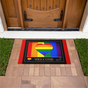 Regenbogenflagge, Herz & Stolz Haus / LGBT Doormat Fußmatte