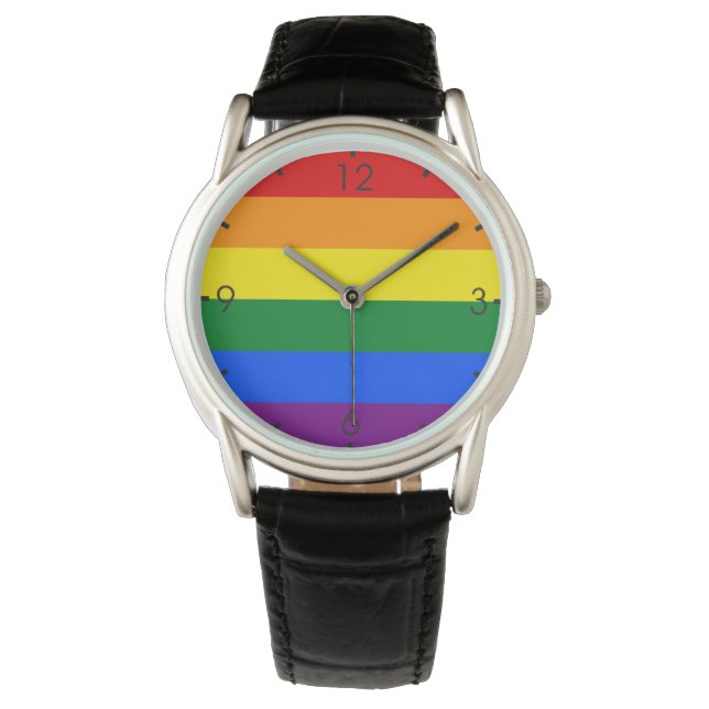 Regenbogenflagge (LGBT) Armbanduhr (Vorderseite)