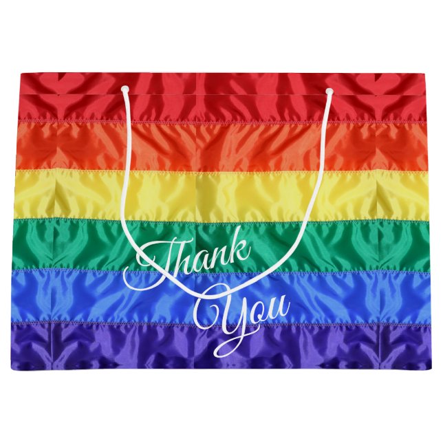 Regenbogenflagge LGBT LGBTQ+ Regenbogenstreifen Ga Große Geschenktüte (Vorderseite)