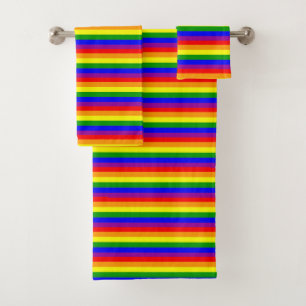 Regenbogenflagge LGBTQAI+ Regenbogenfarben Badhandtuch Set
