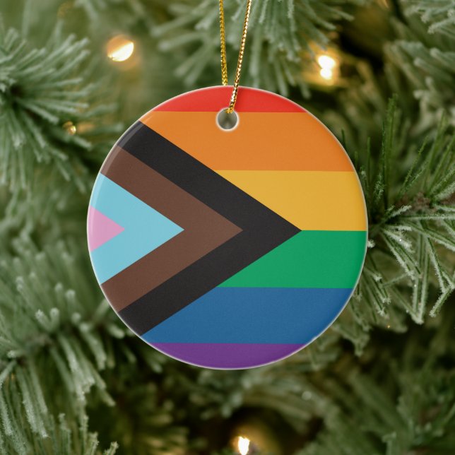 Regenbogenflagge - LGBTQIA - Personalize - Ornamen Keramik Ornament (Baum)