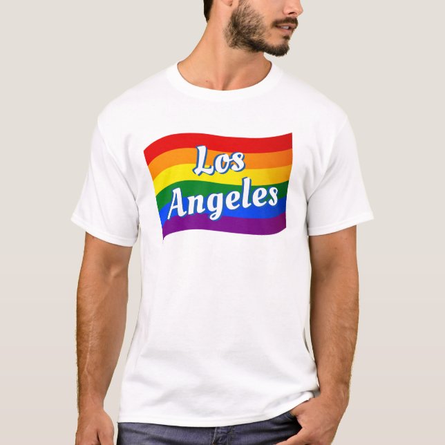 Regenbogenflagge Los Angeles Gay Pride LGBT LGBTQ T-Shirt (Vorderseite)