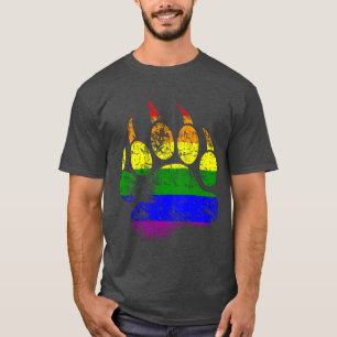 Regenbogenflagge mit Bärenpranke in Gay Pride Farb T-Shirt