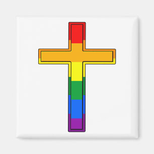 Regenbogenflagge mit Kreuz Magnet