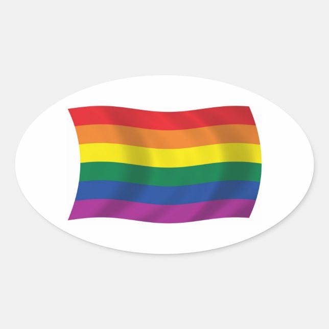 Regenbogenflagge Oval Aufkleber (Vorderseite)