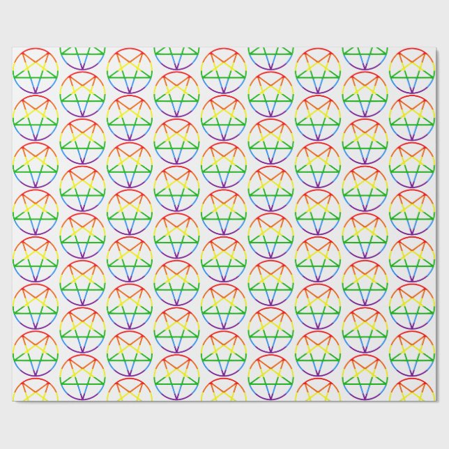Regenbogenflagge Pentagramm Regenbogen Geschenkpapier (Flach)