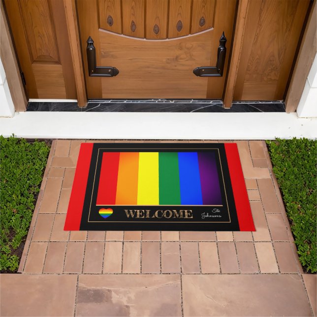 Regenbogenflagge & Pride House Matts / LGBT Doorma Fußmatte (Außenbereich)