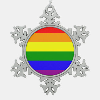 Regenbogenflagge Schneeflocken Zinn-Ornament