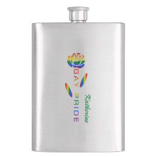 Regenbogenflagge Schwulenstolz-Rose personalisiert Flachmann