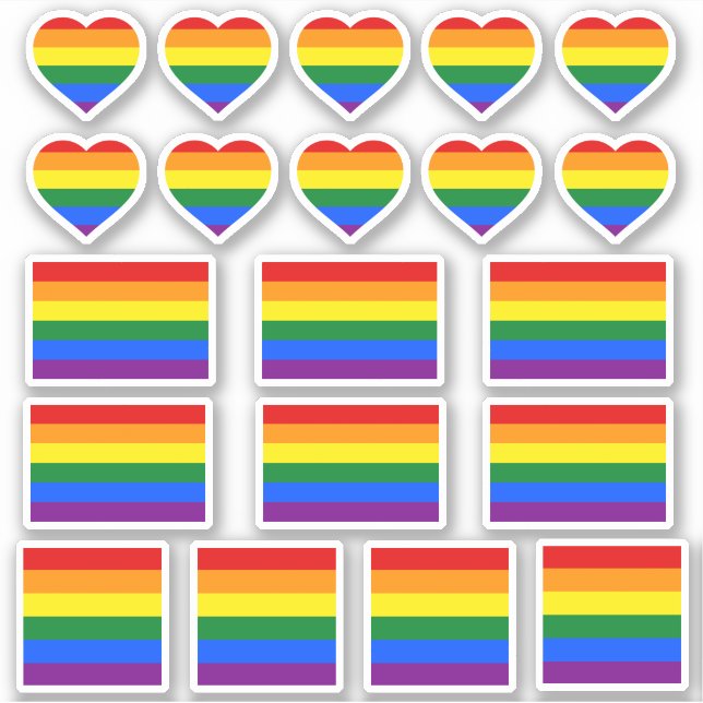 Regenbogenflagge und Aufkleber für den Pride / Her (Vorderseite)