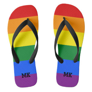 Regenbogenflippen mit personalisiertem Monogramm Flip Flops
