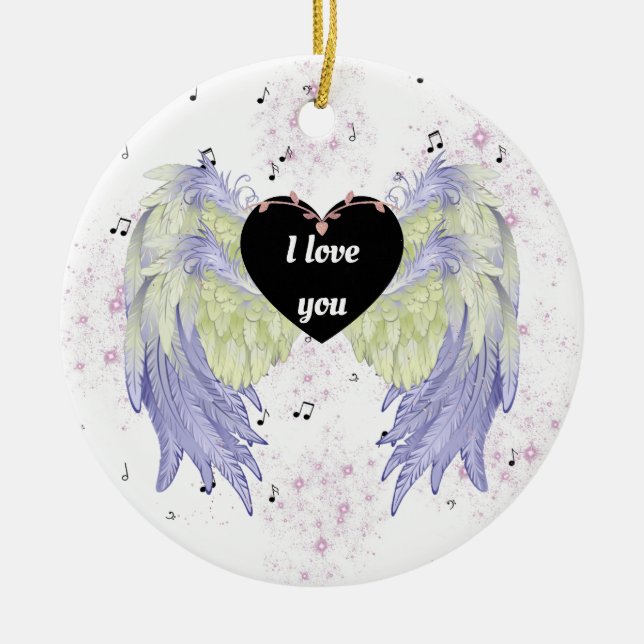 Regenbogenflügel Keramik Ornament (Vorne)