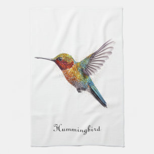 Regenbogenflügel: Lebendige Kolibri-Kunst, individ Geschirrtuch