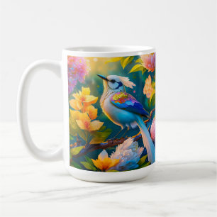 Regenbogenflügeliger Jay-Fantasievogel Kaffeetasse
