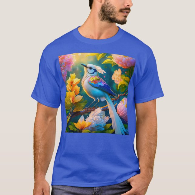 Regenbogenflügeliger Jay-Fantasievogel T-Shirt (Vorderseite)
