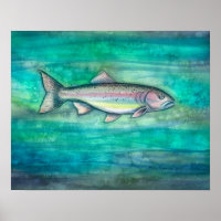 Regenbogenforelle Aquarellfarbe Druck von Molly Ha