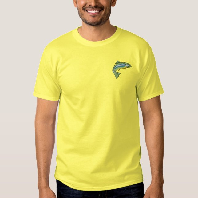 Regenbogenforelle Besticktes T-Shirt (Vorderseite)