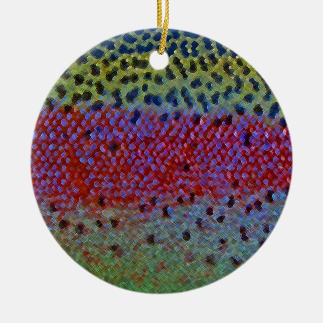 Regenbogenforelle - Caddisfly-Verzierung Keramikornament (Vorne)