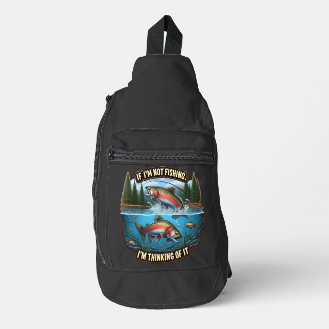 Regenbogenforelle Ein lebendiger Fisch springt vom Crossbody Bag (Vorderseite)