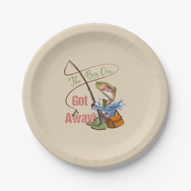 Regenbogenforelle-Fischen - das große man got weg Pappteller (Vorderseite)